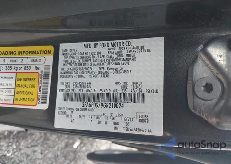 2016 Ford Fusion S z USA, uszkodzony, nr VIN 3FA6P0G79GR210024